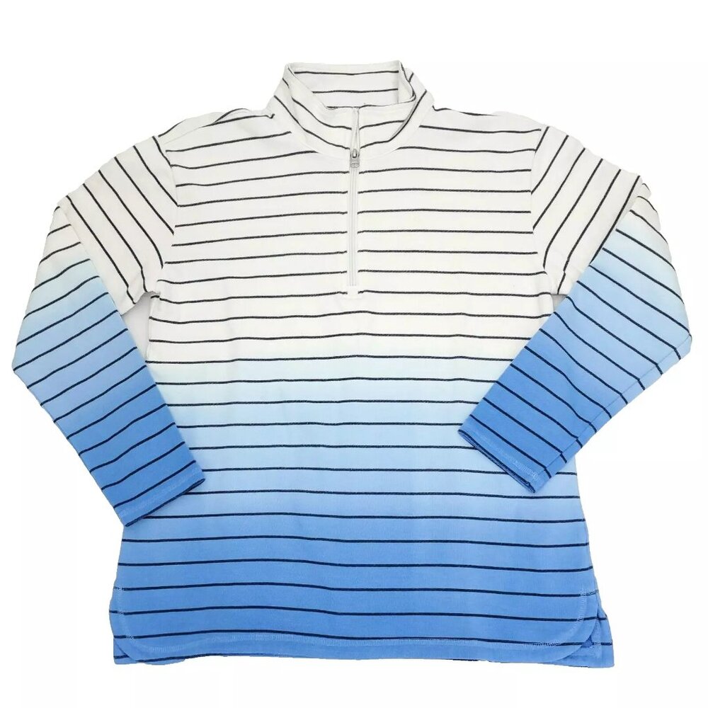 1/4 Zip Sweatshirt Blue Ombre Stripe Pullover